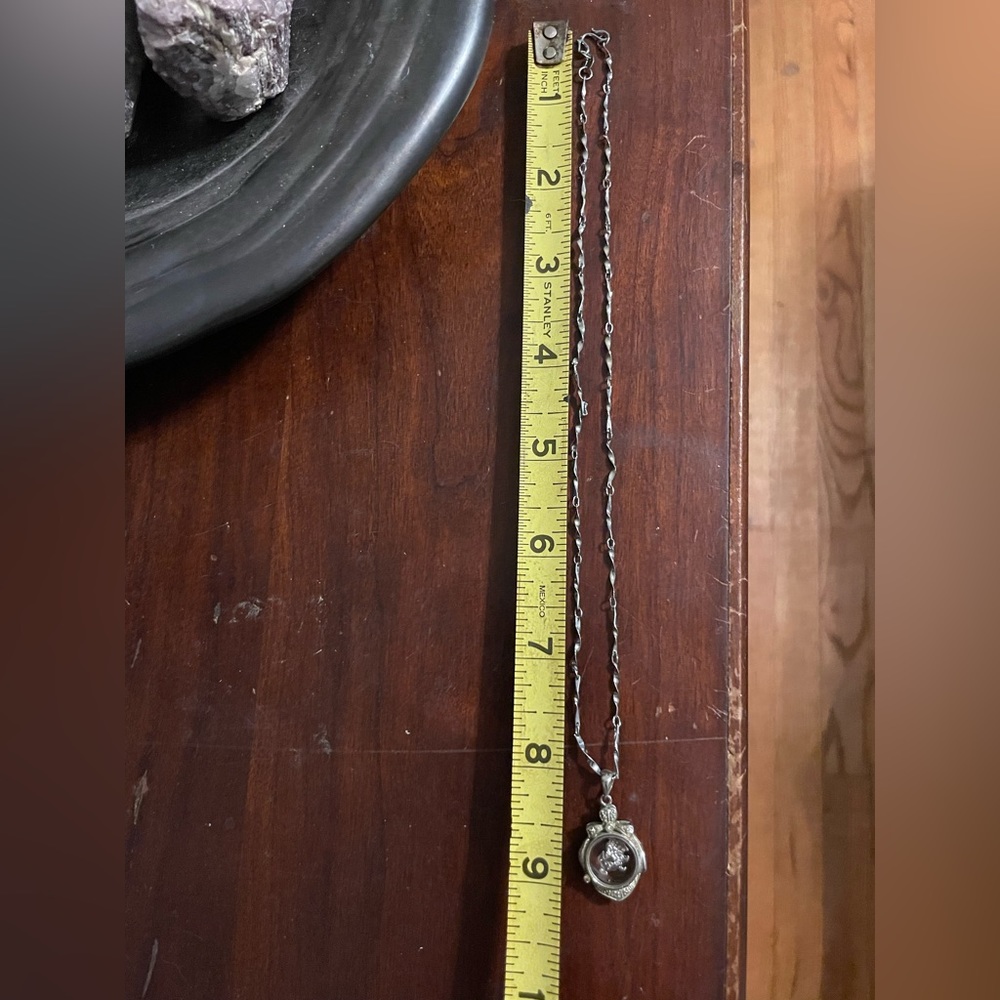 Silver spinning Chinese horoscope, Pig pendant & 18” necklace.